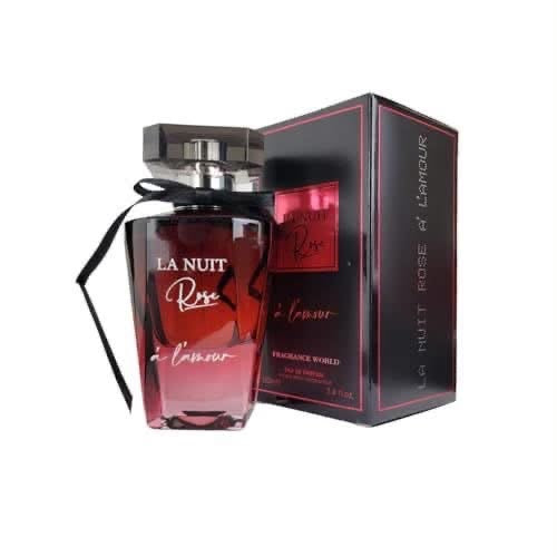 La Nuit Rose à l’Amour, flacon 100 ml et coffret sur fond blanc